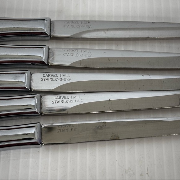 Set of 5 Vintage MCM Carvel Hall Stainless Steel Steak Knives Made In USA - Picture 3 of 8
